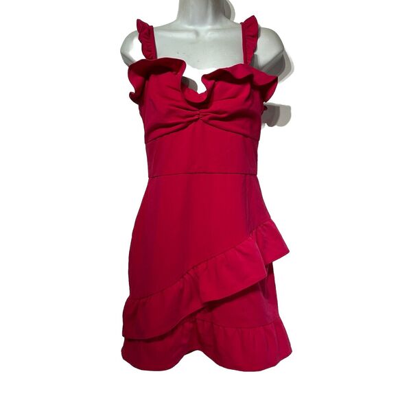 Lovers + Friends Nicolette Hot Pink Ruffle Mini Dress Size S - Picture 1 of 11